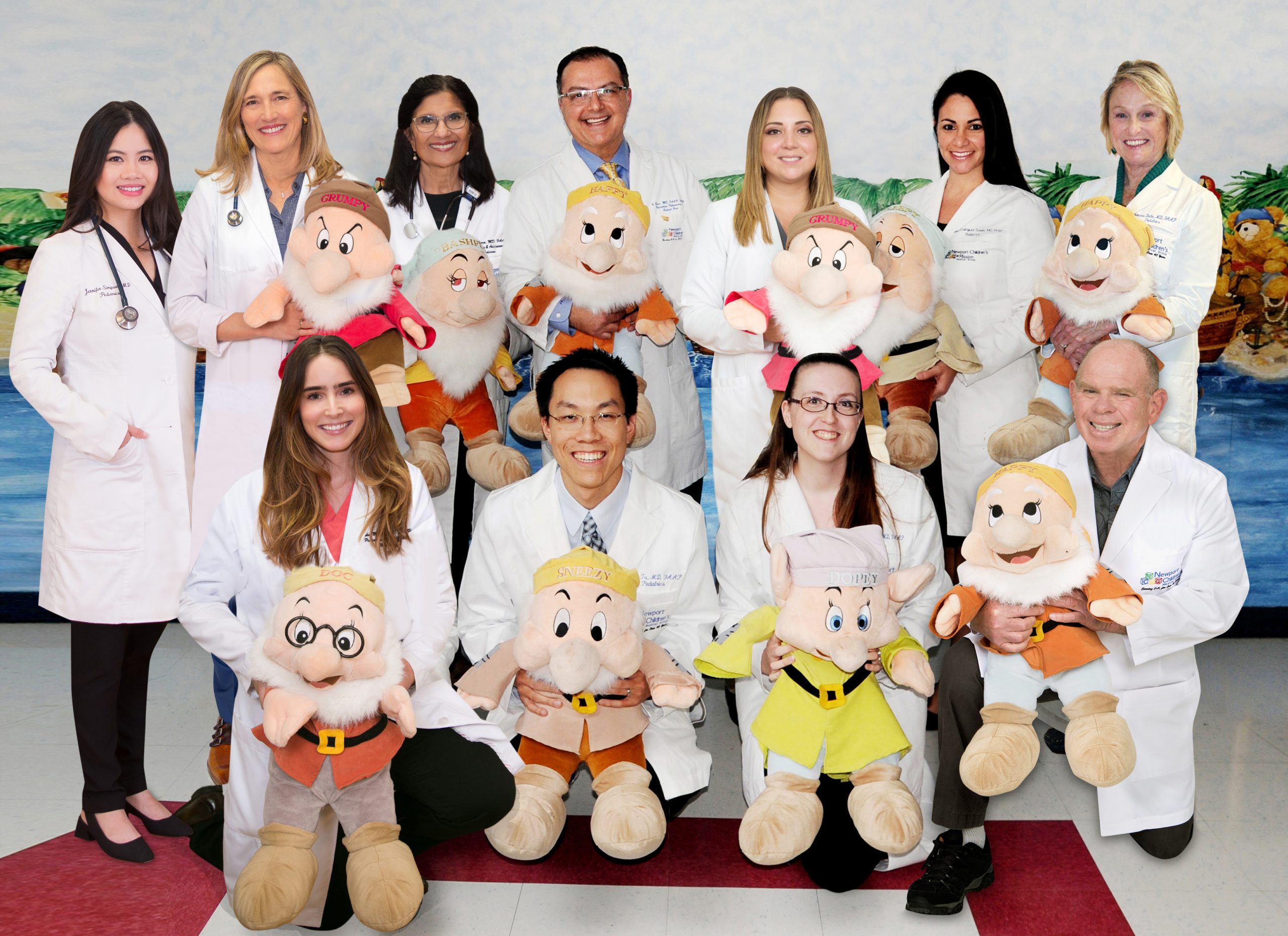 Newport Children's Medical Group Staff with 7 Dwarves Plushies